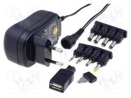Power supply: switched-mode; mains,universal,plug; 3VDC,; 0.3A Goobay