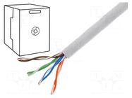 Wire; U/UTP; 4x2x26AWG; 5e; stranded; CCA; Insulation: PVC; grey GOOBAY