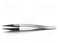 Tweezers; 130mm; Blades: narrow; ESD; Blade: 1x0.6mm 