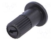 Knob; with flange; black; Ø6mm; Flange dia: 9mm ACP
