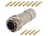 Connector: circular; plug; for cable; PIN: 12; female; crimped; IP67 AMPHENOL