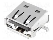 Socket; USB A; on PCBs; SMT; PIN: 4; horizontal; USB 2.0 JST