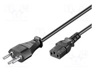 Cable; IEC C13 female,SEV-1011 (J) plug; PVC; 2m; black; 10A; 250V Goobay