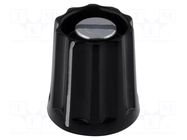 Knob; with pointer; plastic; Øshaft: 3mm; Ø11.8x13mm; black MENTOR