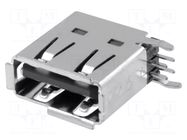 Connector: USB A; socket; on PCBs; THT; PIN: 4; side,angled 90° JST