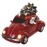 LED red car with Santa, 12.5 cm, 3x AA, indoor, warm white, EMOS