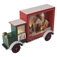 LED Advent calendar, wooden car, 20x30.5 cm, 2x AA, indoor, warm white, timer, EMOS