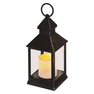 LED decoration – antique lantern, black, flashing, 3x AAA, indoor, vintage, timer, EMOS
