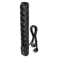 Surge Protector – 8 sockets, 1,5m, black, EMOS