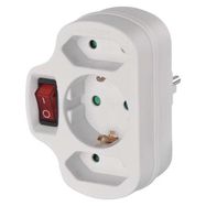 Multiple Socket SCHUKO 2× rectangular + 1× round + switch, EMOS