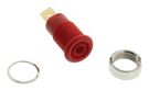 4MM BANANA JACK, PANEL MOUNT, 32 A, 1 KV, GOLD PLATED CONTACTS, RED