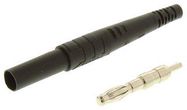 BANANA PLUG, 15A, CRIMP/SOLDER, BLACK