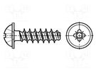 Screw; for plastic; 2.5x8; Head: button; Pozidriv; PZ2; zinc BOSSARD