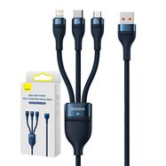 3in1 USB cable Baseus Flash Series, USB-C + micro USB + Lightning, 100W, 1.2m (blue), Baseus