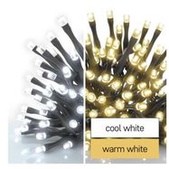 LED Christmas chain 2-in-1, 10 m, outdoor and indoor, warm/cool white, programmes, EMOS