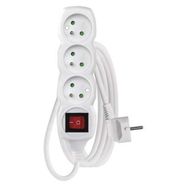 Extension Cord 2 m / 3 sockets / switch / white / PVC / 1 mm2, EMOS