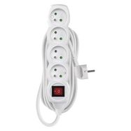 Extension Cord 5 m / 4 sockets / switch / white / PVC / 1 mm2, EMOS