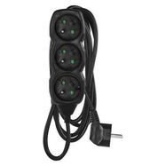 Extension Cord 3 m / 3 sockets / black / PVC / 1 mm2, EMOS