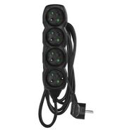 Extension Cord 3 m / 4 sockets / black / PVC / 1 mm2, EMOS