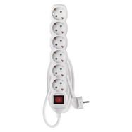 Extension Cord 1.5 m / 6 sockets / switch / white / PVC / 1.5 mm2, EMOS