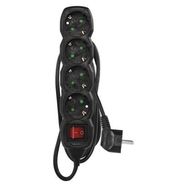 Extension Cord 1.5 m / 4 sockets / switch / black / PVC / 1.5 mm2, EMOS