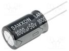 Capacitor: electrolytic; low ESR; THT; 1000uF; 50VDC; Ø16x25mm SAMXON