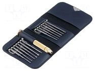 Kit: screwdriver bits; 12pcs; Phillips,slot,Torx®; bag GOLDTOOL