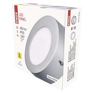 LED panel 120mm, round, attached, silver, 6W neutral white, EMOS