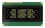 LCD, ALPHA-NUM, 20 X 4, YELLOW-GREEN