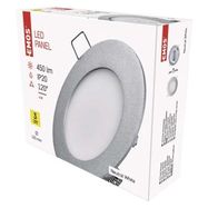 LED panel 120mm, round, built-in, silver, 6W neutral white, EMOS