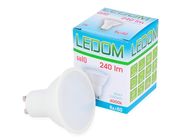 LED lamp GU10, 230Vac, 3W, neutraalne valge, 240lm, LEDOM