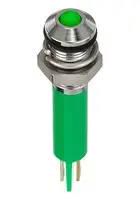 LED INDICATOR, PANEL, 6MM, GREEN, 12VDC