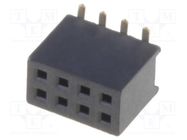 Socket; pin strips; female; PIN: 8; straight; 1.27mm; SMT; 2x4; 1A CONNFLY