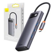 Hub 6in1 Baseus Metal Gleam Series, USB-C to 3x USB 3.0 + USB-C PD +  microSD/SD, Baseus