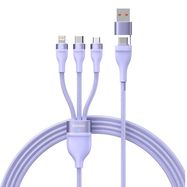 3in1 USB cable Baseus Flash Series 2, USB-C + micro USB + Lightning, 100W, 1.2m (purple), Baseus