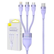 3in1 USB cable Baseus Flash Series 2, USB-C + micro USB + Lightning, 100W, 1.5m (purple), Baseus