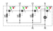 Ülituspinge piiraja, madalpinge, ülepingekaitse, TN-C-S, TN-S, TT, IT N-ga, IT ilma N-ta VPU AC II 3+1 300/50