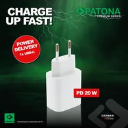 PATONA Premium PD20W Adapter 5V/3A 9V/2.22A 12V/1.67A USB-C PD3.0 QC3.0 white, PATONA