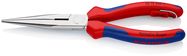KNIPEX 26 15 200 T Snipe Nose Side Cutting Pliers (Stork Beak Pliers) with multi-component grips, with integrated tether attachment point for a tool tether chrome-plated 200 mm