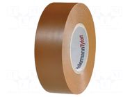 Tape: electrical insulating; W: 19mm; L: 20m; Thk: 0.18mm; brown HELLERMANNTYTON