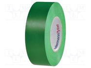 Tape: electrical insulating; W: 19mm; L: 20m; Thk: 0.18mm; green HELLERMANNTYTON