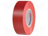 Tape: electrical insulating; W: 19mm; L: 20m; Thk: 0.18mm; red; 300% HELLERMANNTYTON