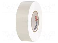 Tape: electrical insulating; W: 19mm; L: 20m; Thk: 0.18mm; white HELLERMANNTYTON