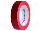 Tape: electrical insulating; W: 15mm; L: 10m; Thk: 0.15mm; red; 200% HELLERMANNTYTON