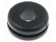 Grommet; Ømount.hole: 10mm; Øhole: 6mm; PVC; black; -30÷60°C HELLERMANNTYTON