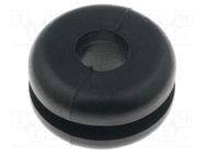 Grommet; Ømount.hole: 9mm; Øhole: 4mm; PVC; black; -30÷60°C; UL94V-2 HELLERMANNTYTON