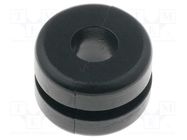 Grommet; Ømount.hole: 9mm; Øhole: 6mm; PVC; black; -30÷60°C; UL94V-2 HELLERMANNTYTON