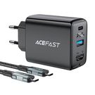 Wall Charger Acefast A17, 65W GaN + kabel USB-C (black), Acefast