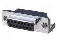Connector: D-Sub; PIN: 15; socket; female; angled 90°; THT; UNC 4-40 ADAM TECH