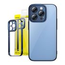 Baseus Glitter Transparent Case and Tempered Glass set for iPhone 14 Pro Max (blue), Baseus
